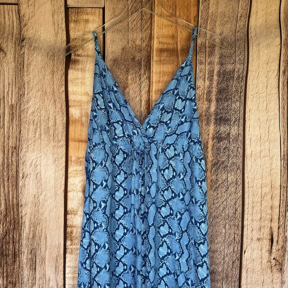 L’Agence Sachi Dress Paloma Snake Blue Multi XL NWT Maxi Empire Statement - Picture 3 of 10